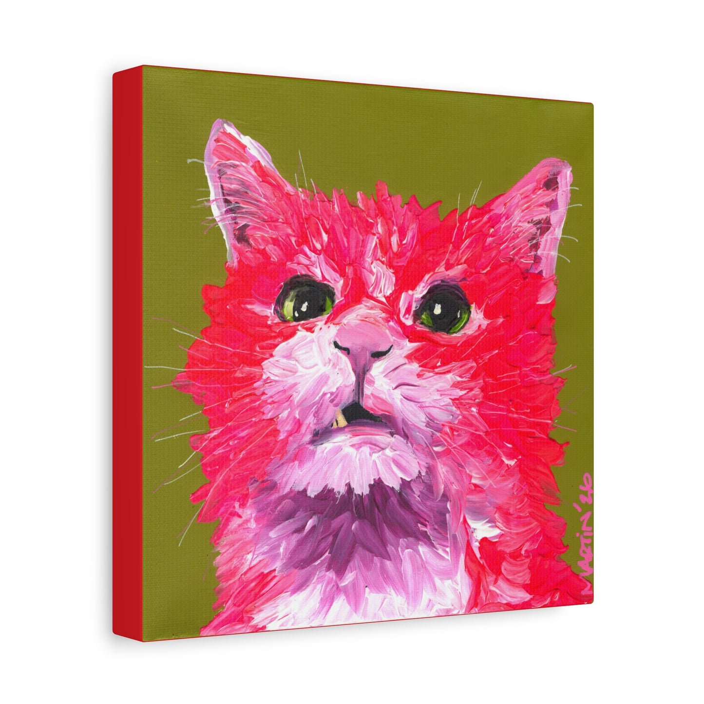 "Pink Dave Cat" Matte Canvas, Stretched, 1.25"
