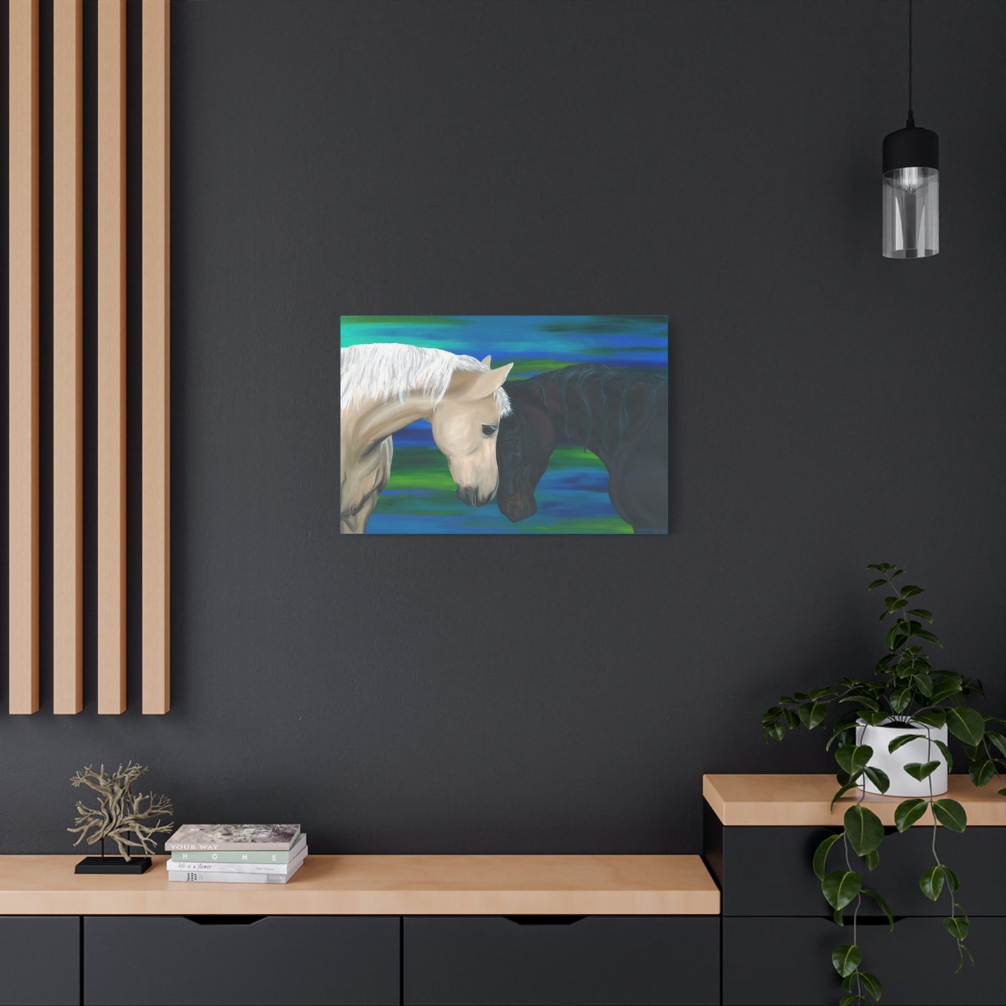 Black and White Horses Canvas Gallery Wrap