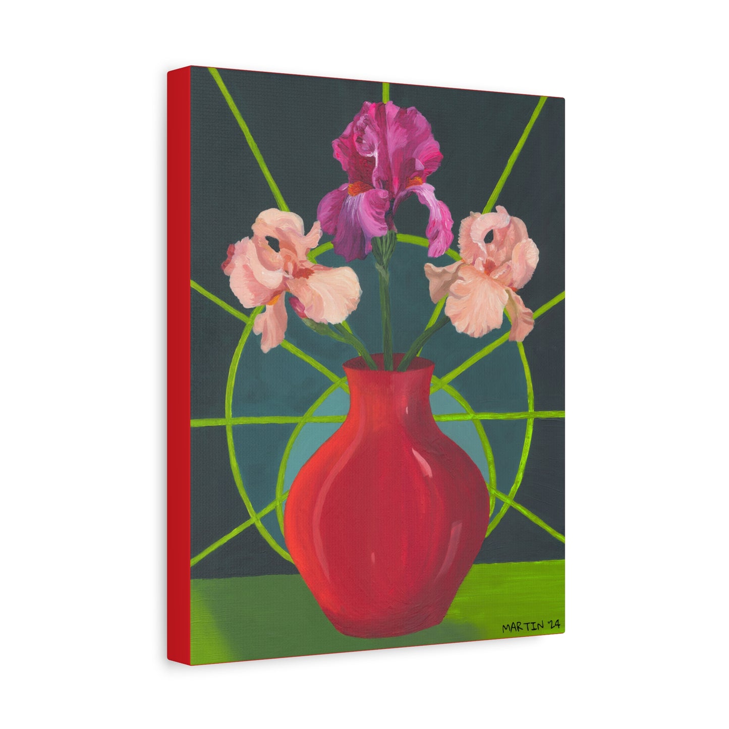 Three Pink Iris Canvas Gallery Wrap