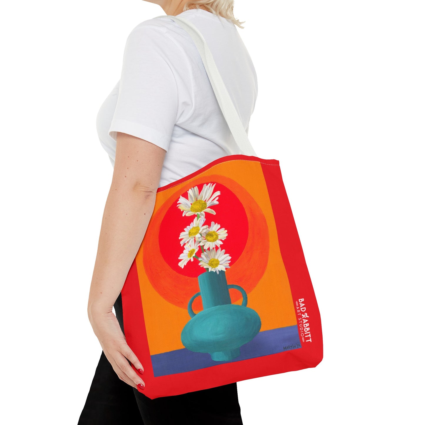 Wild Daisies in Teal Vase Tote Bag (AOP)