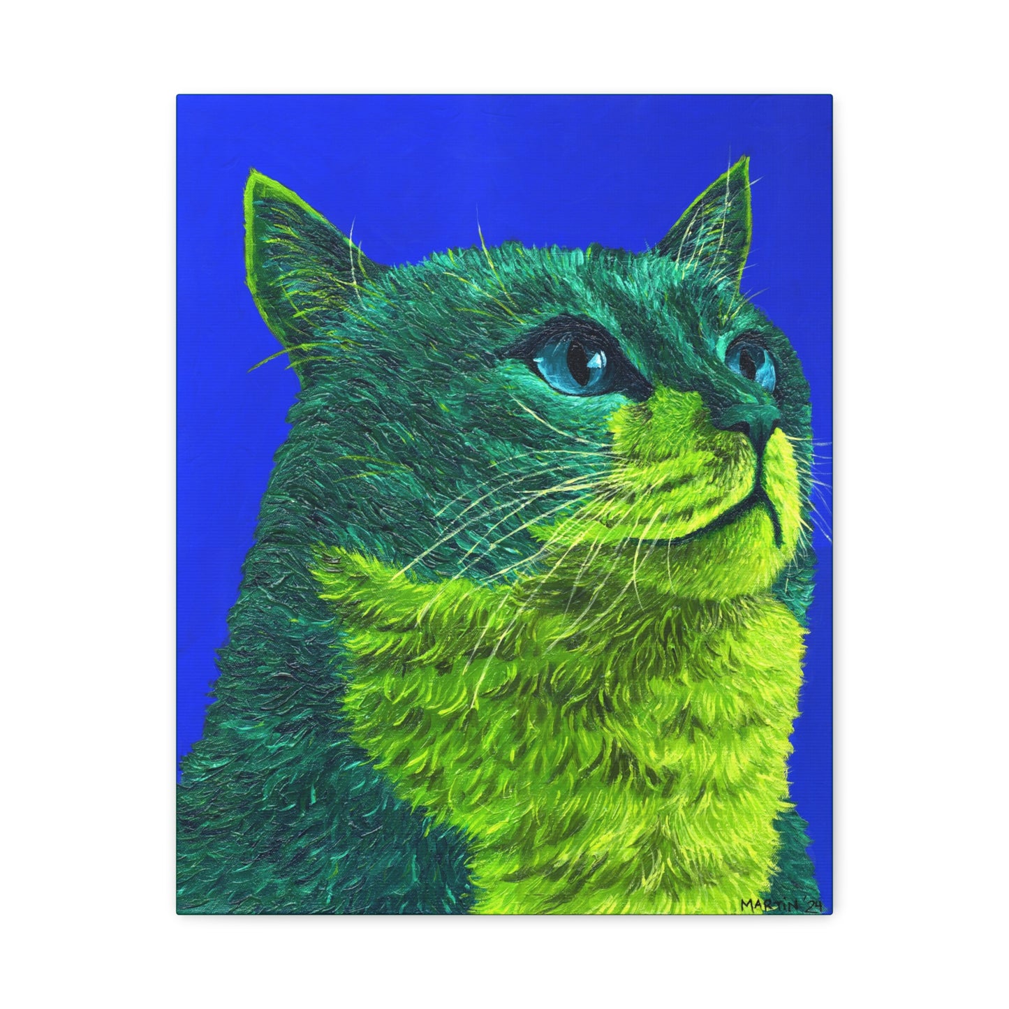 Green Tabby Cat Canvas Gallery Wrap