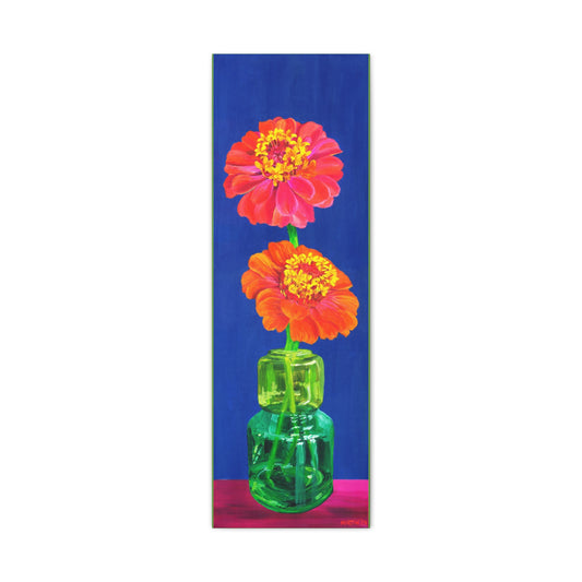 Two Zinnias in Green Vase Canvas Gallery Wrap