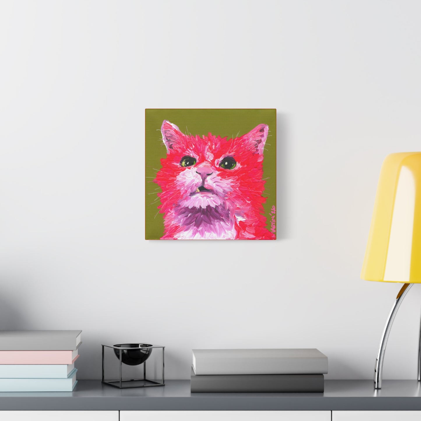 "Pink Dave Cat" Matte Canvas, Stretched, 1.25"