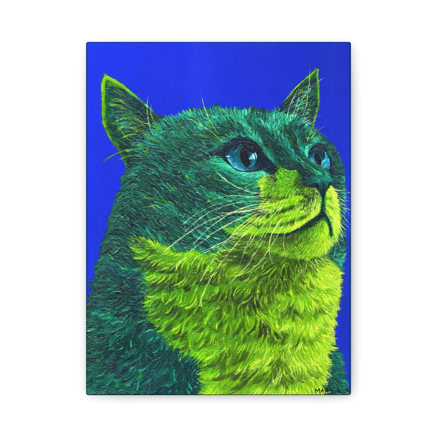 Green Tabby Cat Canvas Gallery Wrap