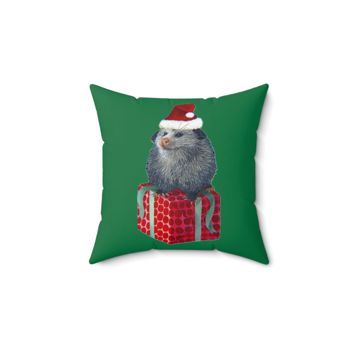 Christmas Opossum Spun Polyester Square Pillow