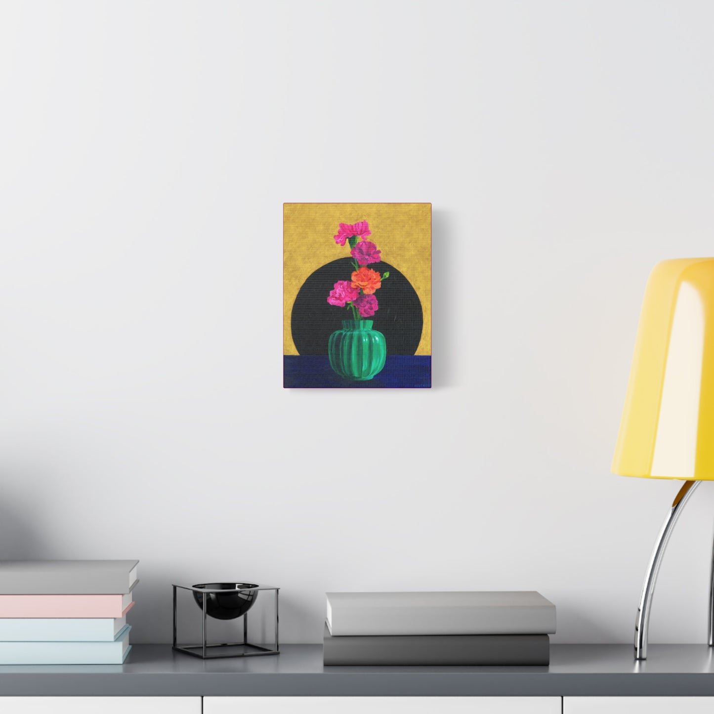 Carnations in Green Vase Canvas Gallery Wrap