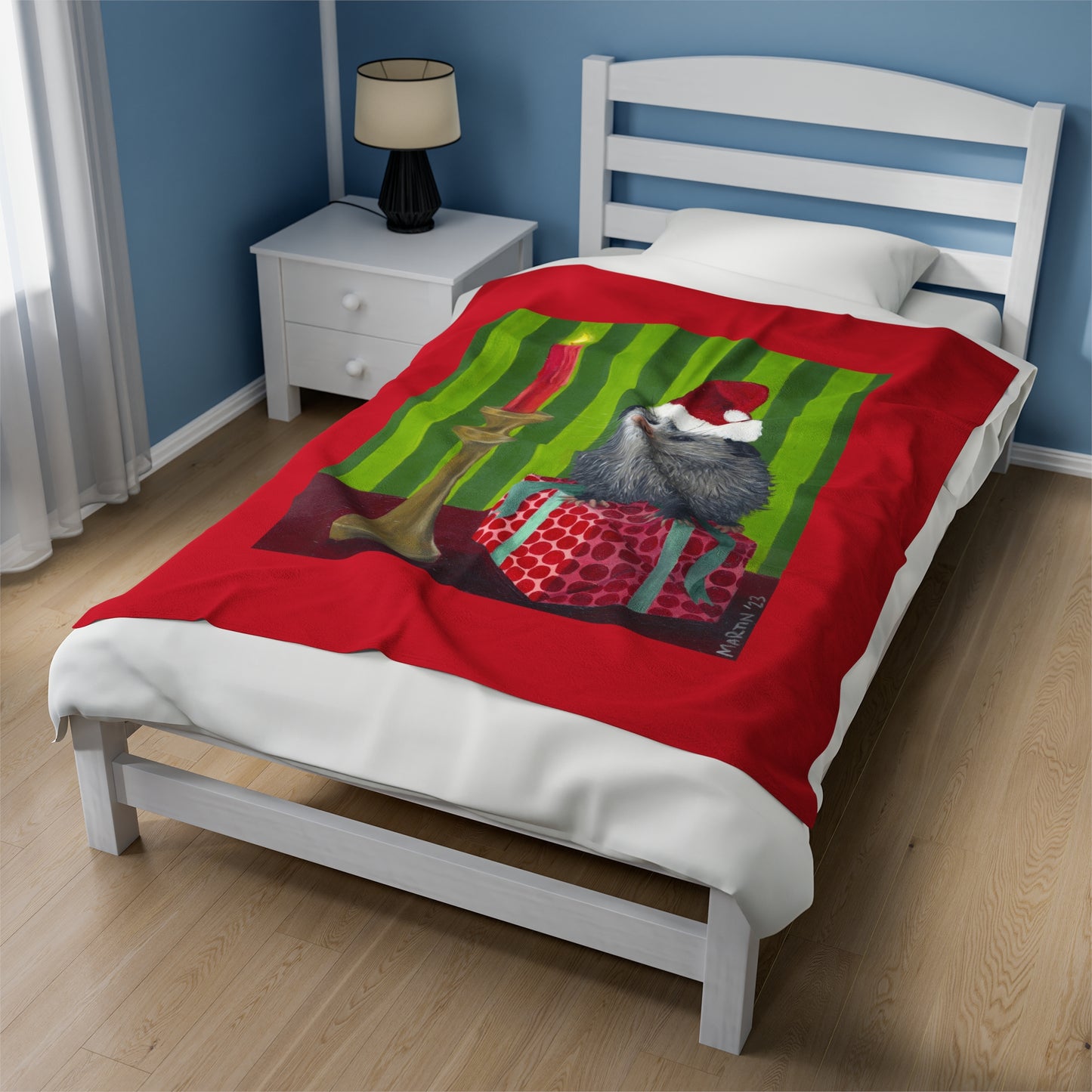 Christmas Opossum Velveteen Plush Blanket