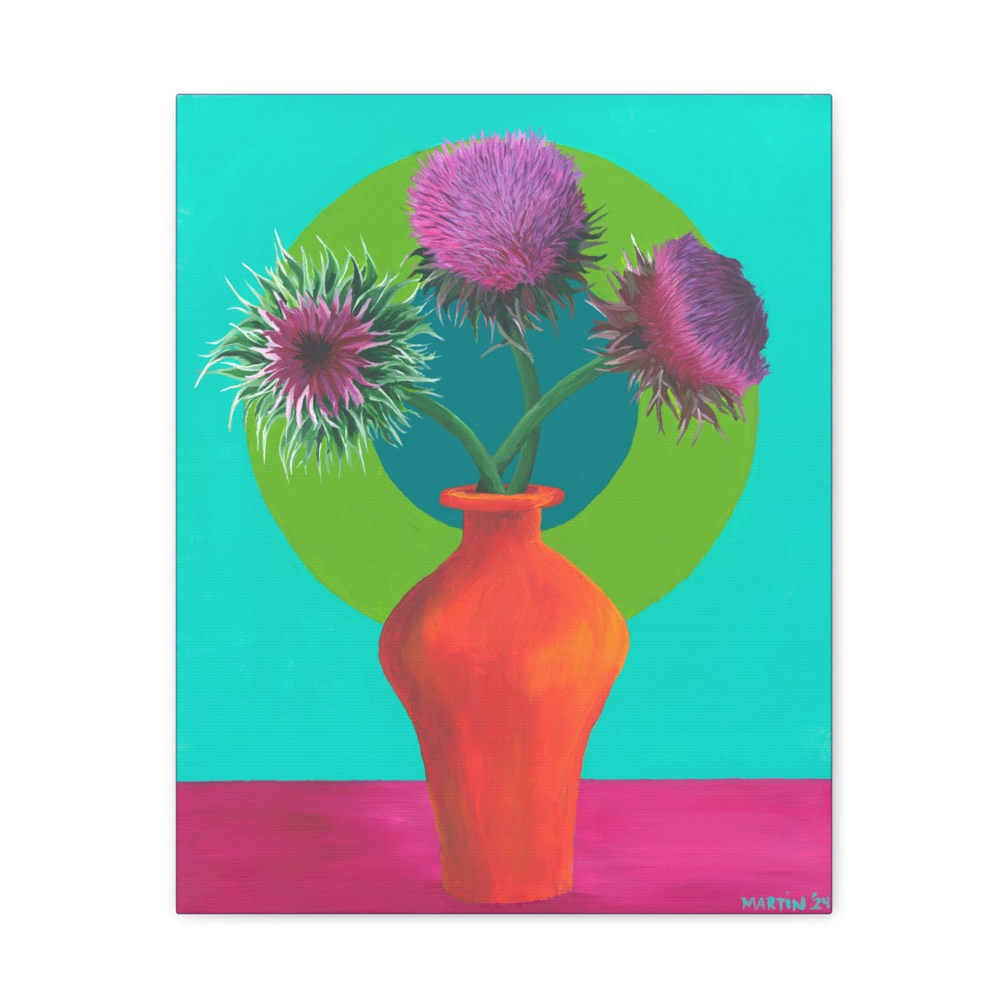 Thistle in Orange Vase Canvas Gallery Wrap
