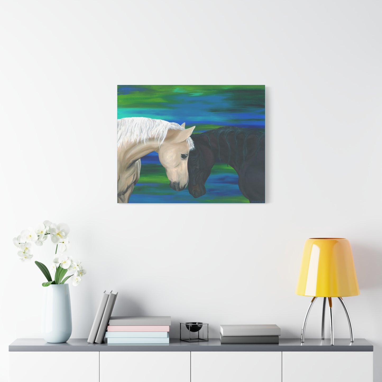 Black and White Horses Canvas Gallery Wrap