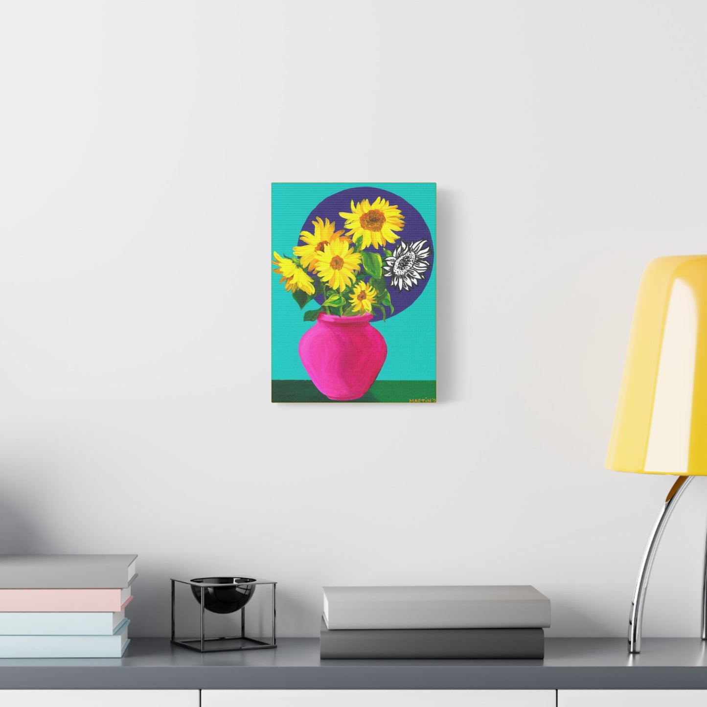 Sunflowers in Pink Vase Canvas Gallery Wrap
