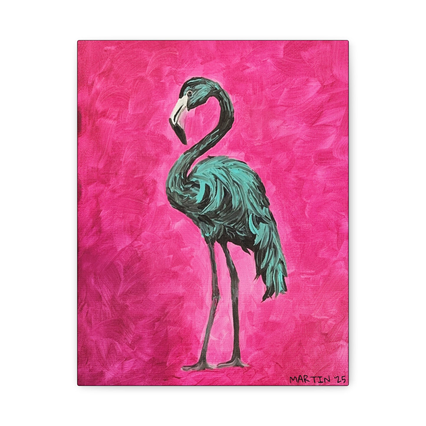 Jerry the Black Flamingo Matte Canvas, Stretched, 1.25"
