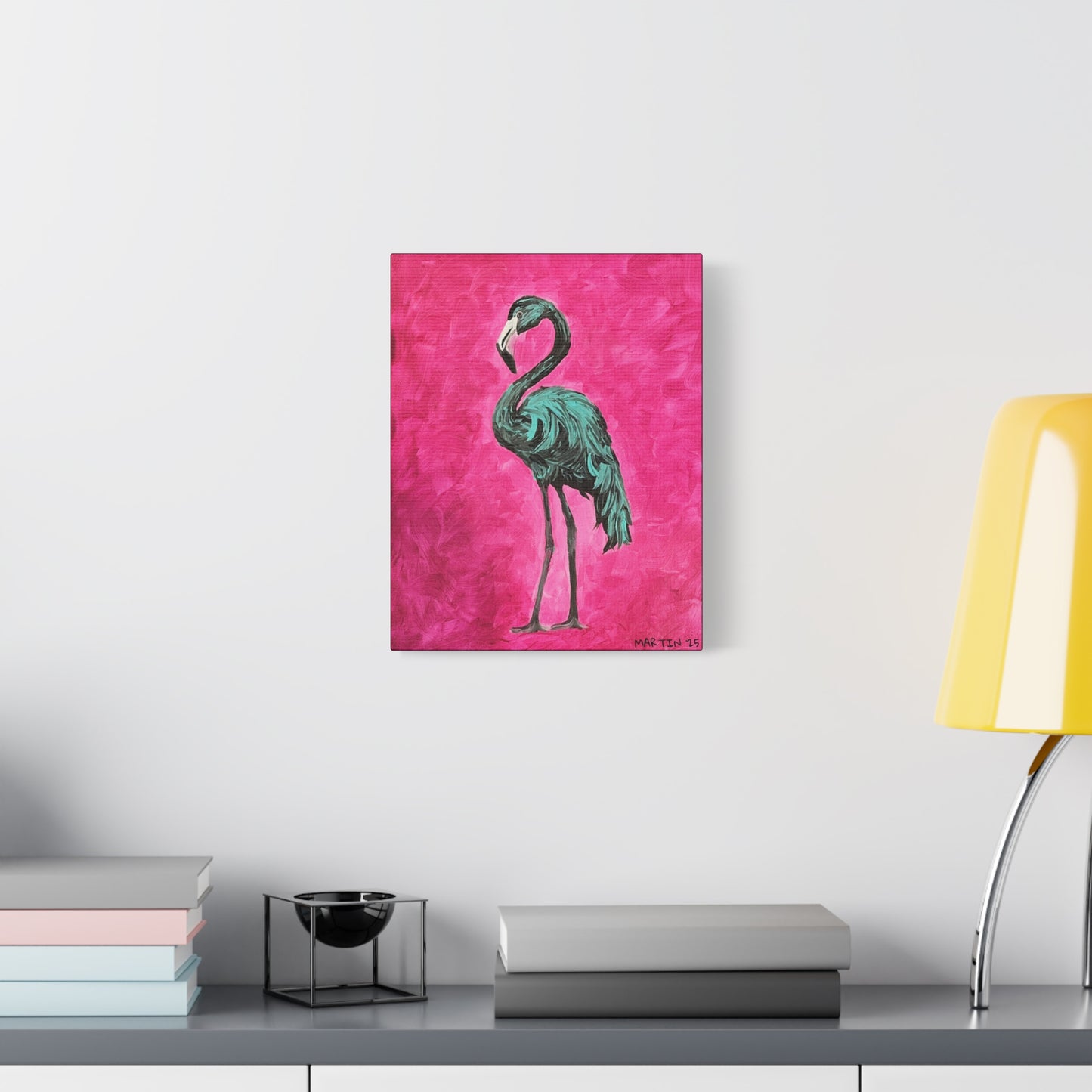 Jerry the Black Flamingo Matte Canvas, Stretched, 1.25"