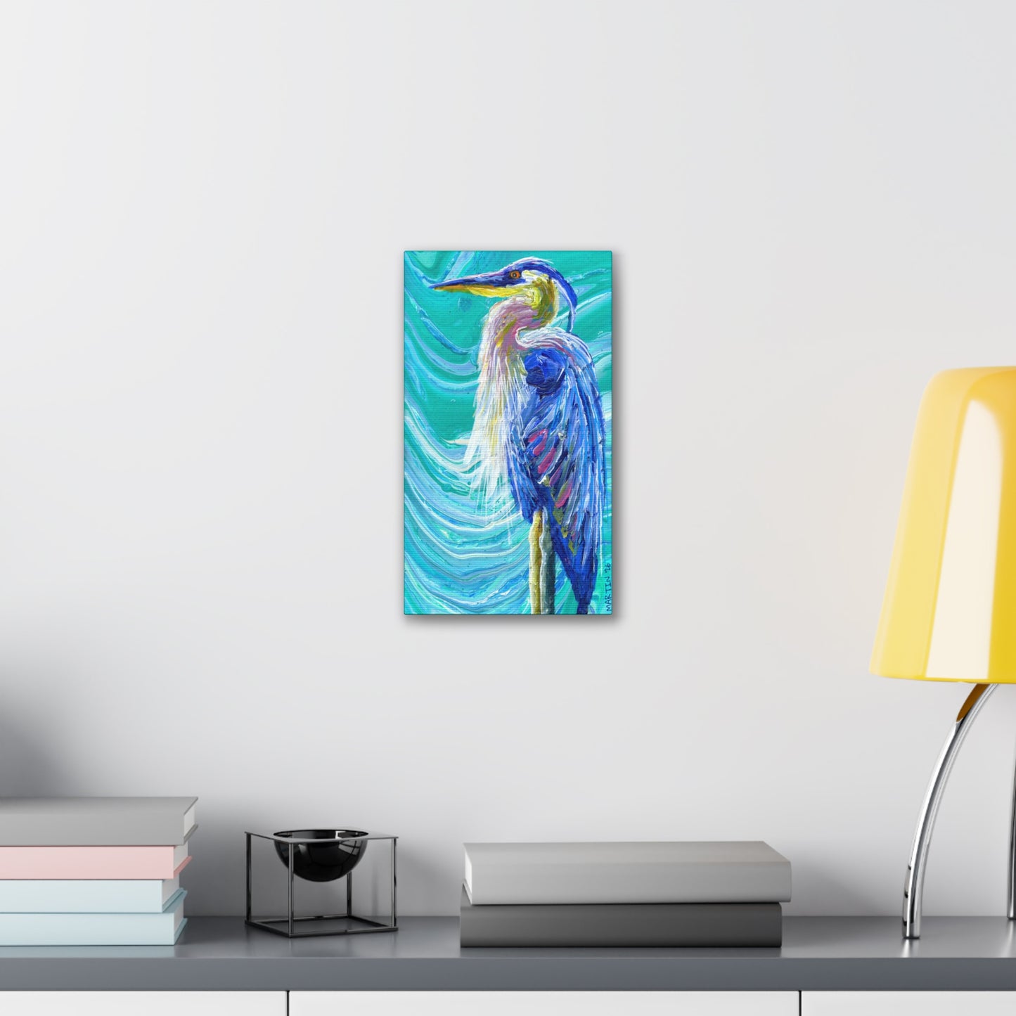 "Blue Heron" Canvas Stretched, 0.75"