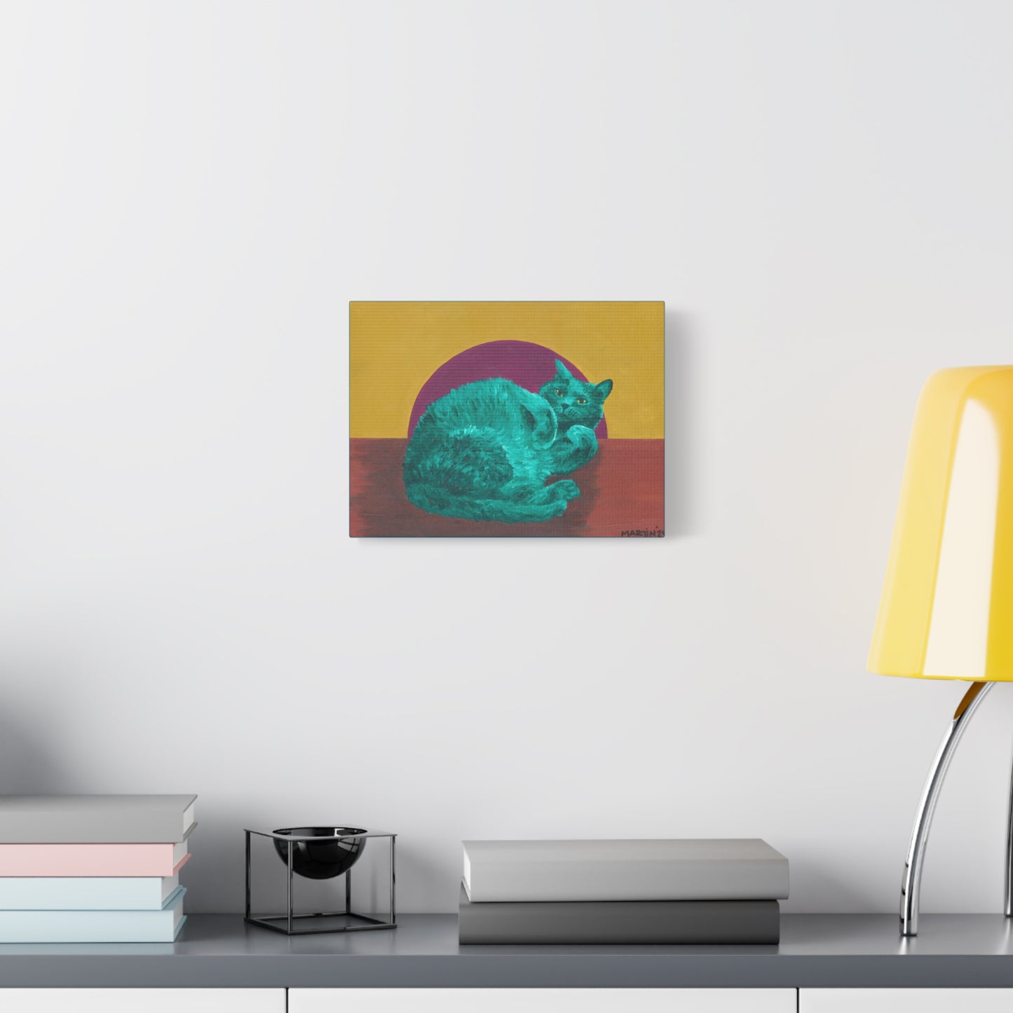 Teal Tummy Kitty Canvas Gallery Wrap