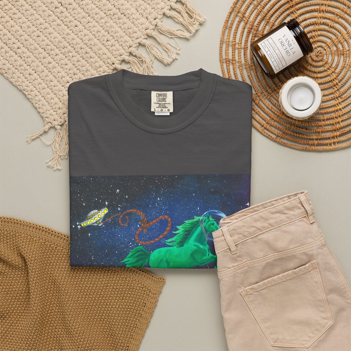 Space Horse Unisex Garment-Dyed T-shirt