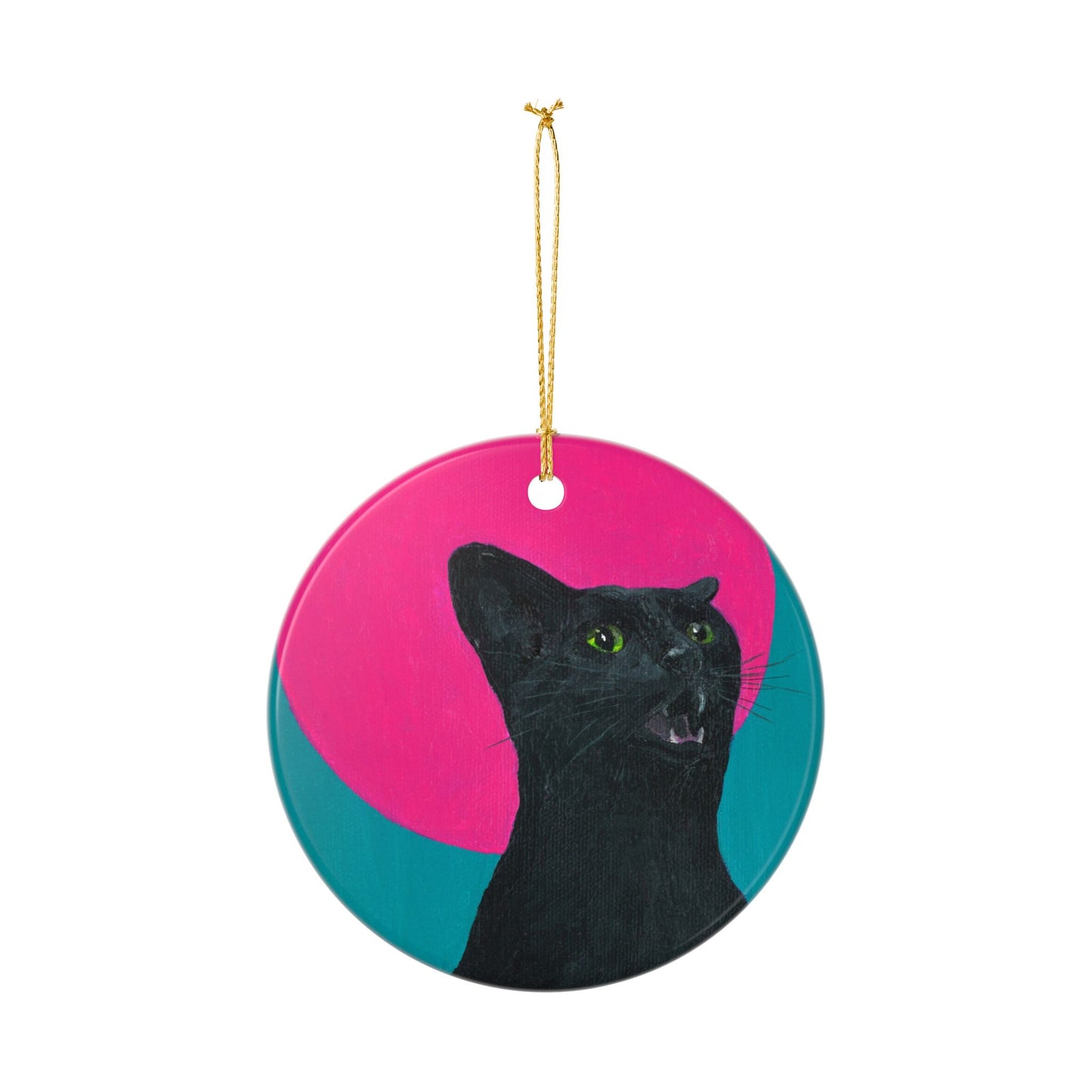 Screaming black cat Ceramic Ornament (2-Side Print)