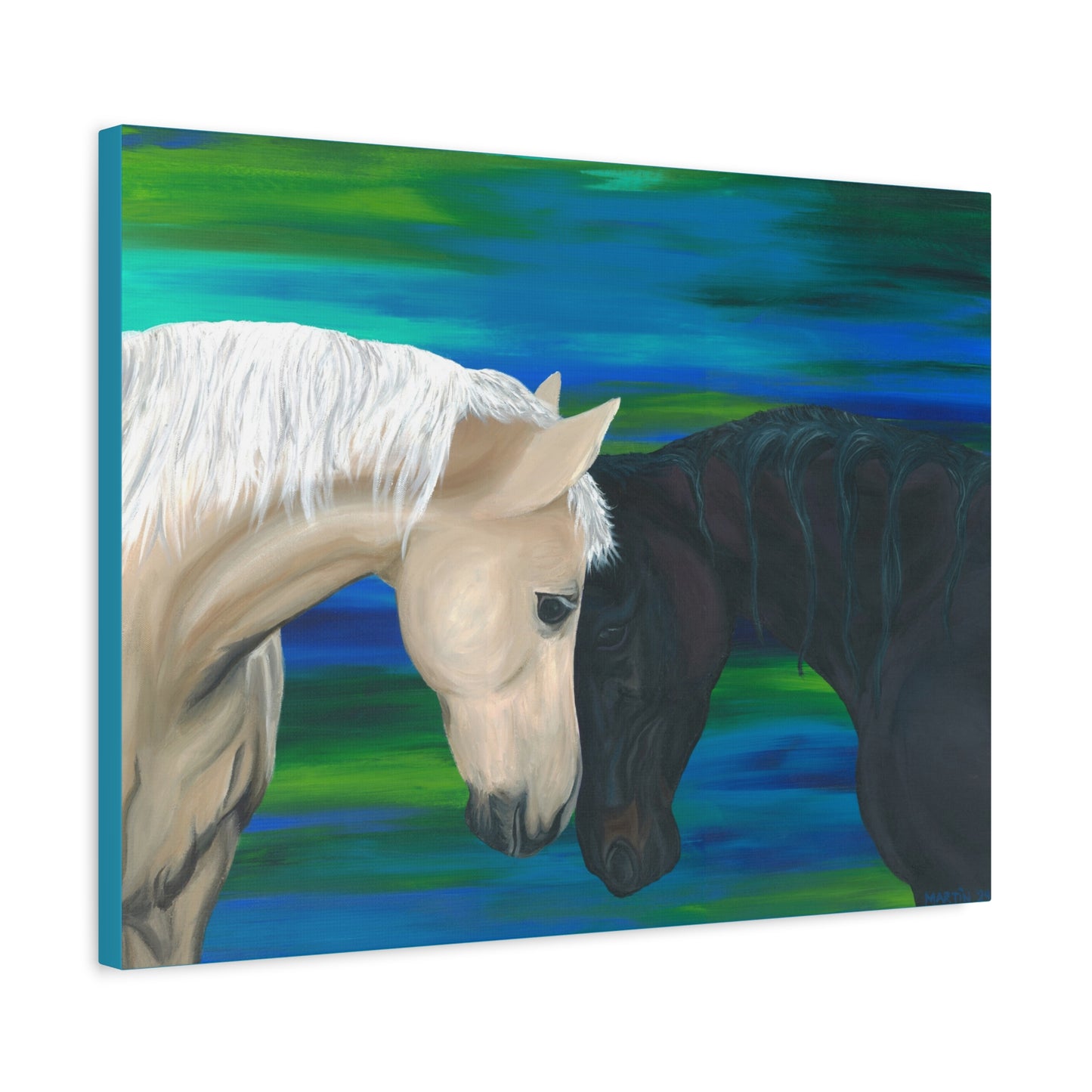 Black and White Horses Canvas Gallery Wrap