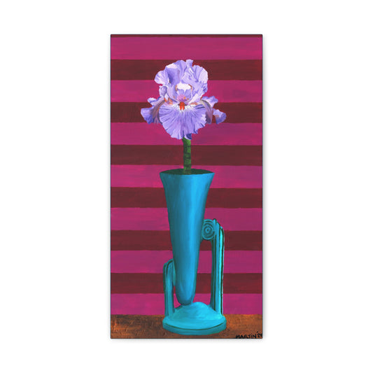 Purple Iris in Art Deco Vase Canvas Gallery Wrap