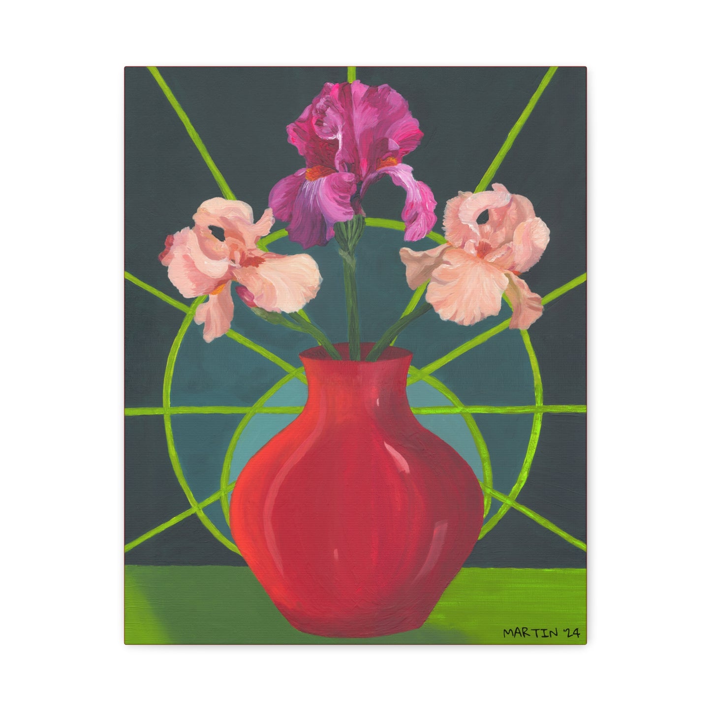 Three Pink Iris Canvas Gallery Wrap