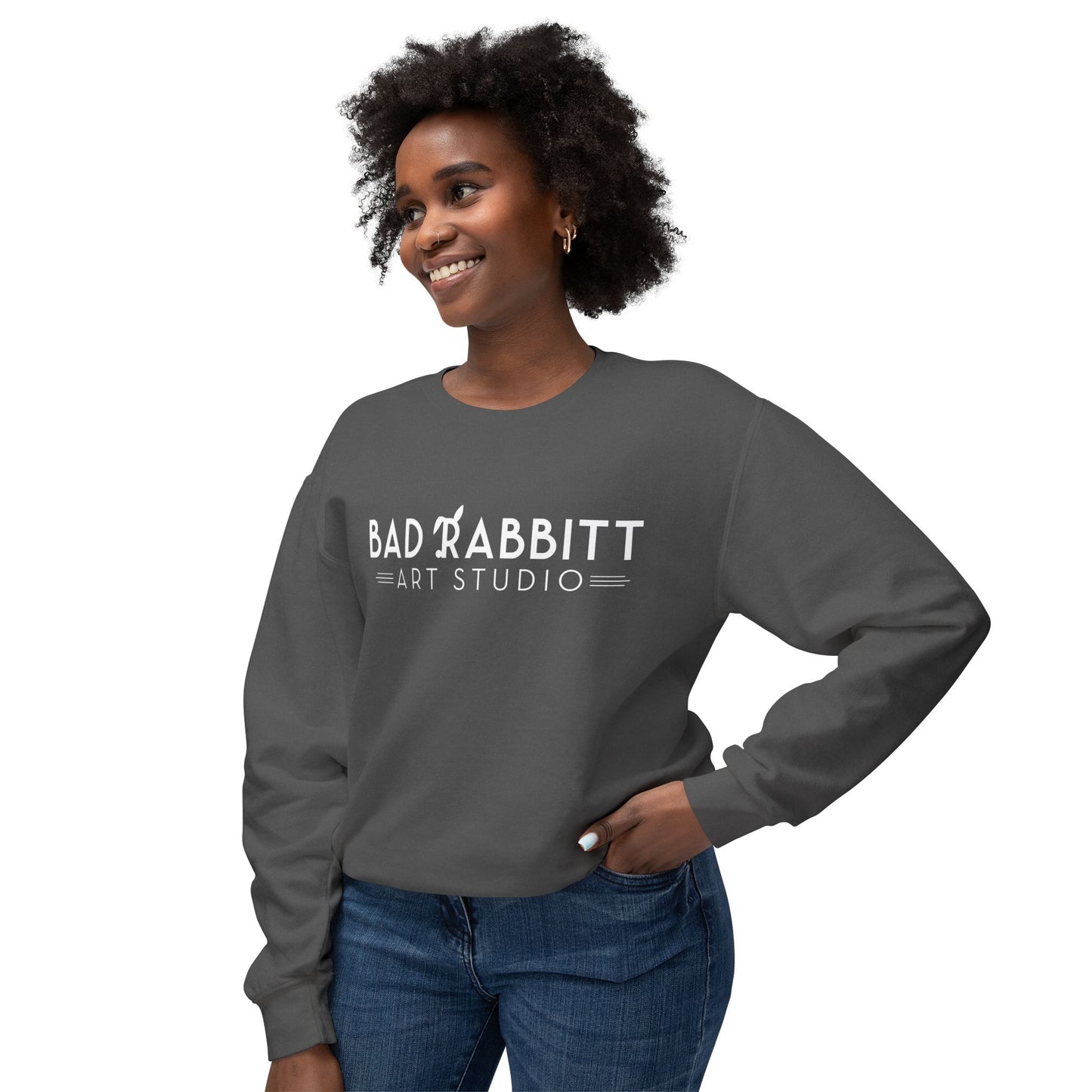 "Bad Rabbitt Art Studio" Unisex Lightweight Crewneck Sweatshirt