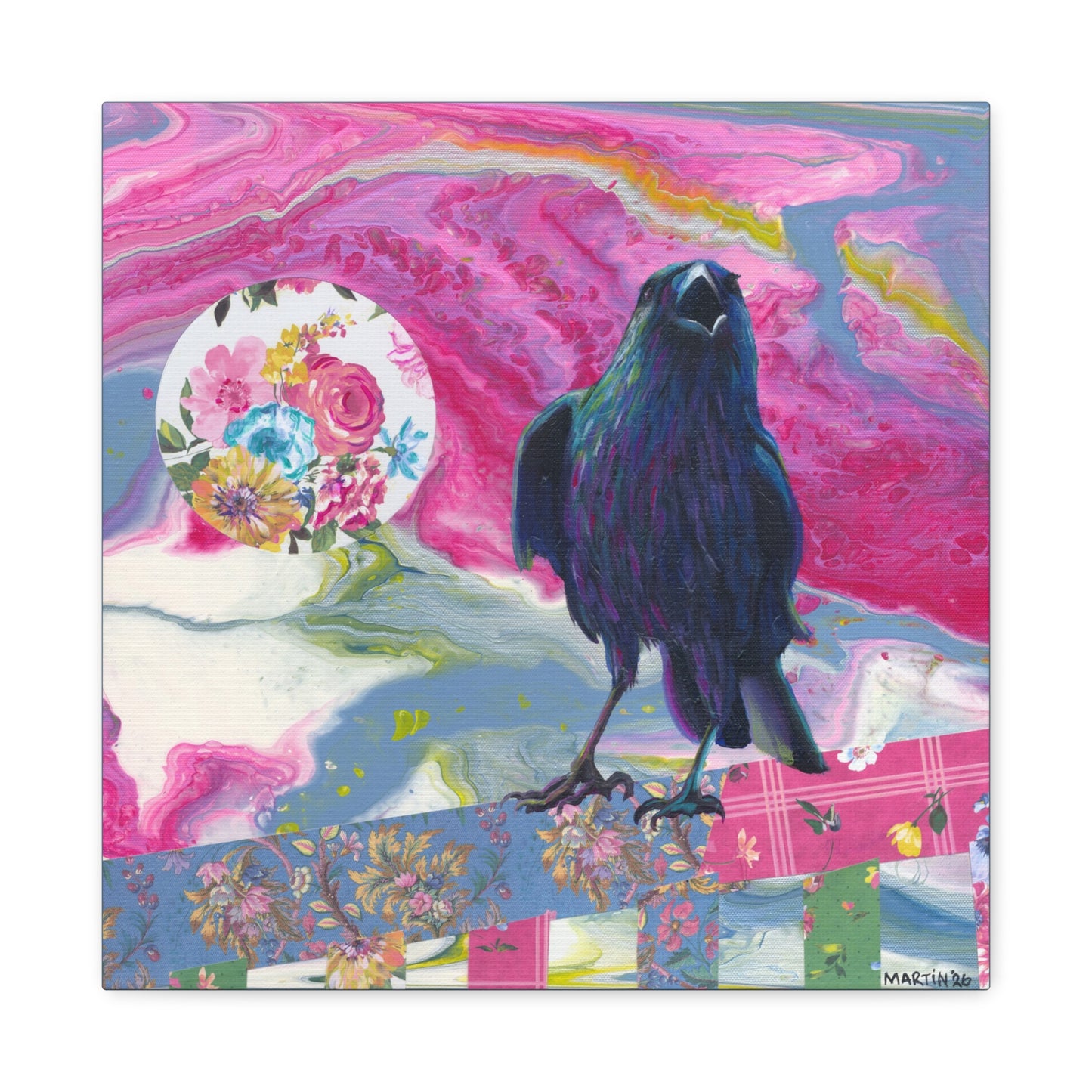 "Pink Crow" Matte Canvas, Stretched, 1.25"