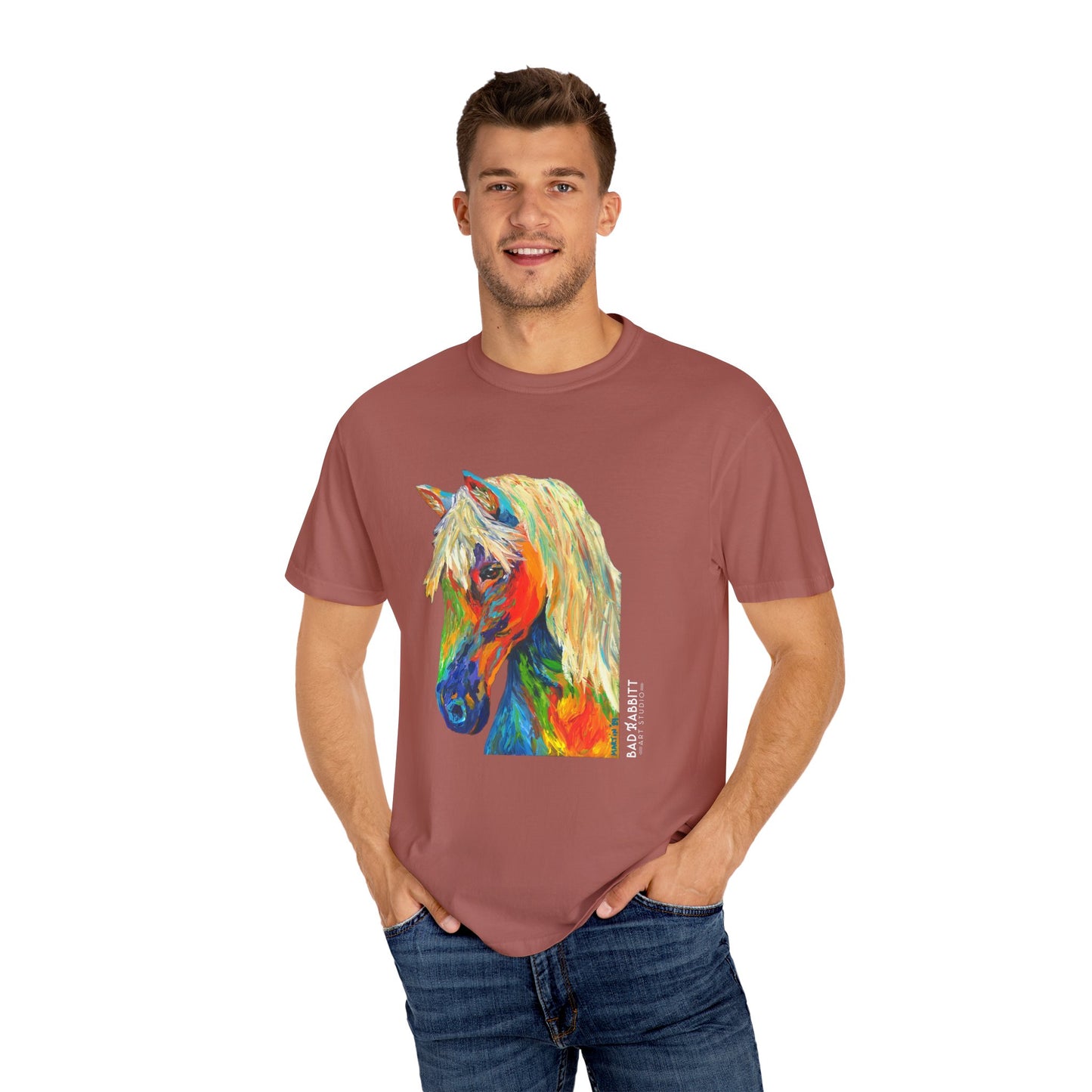 Rainbow Horse Unisex Garment-Dyed T-shirt