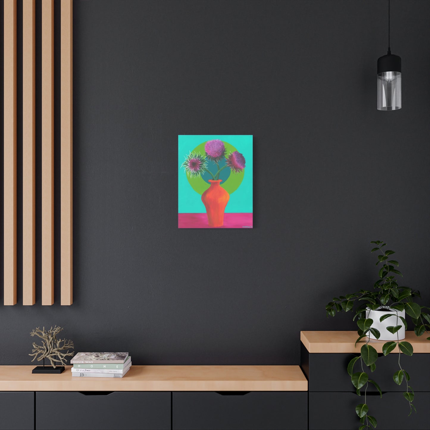 Thistle in Orange Vase Canvas Gallery Wrap