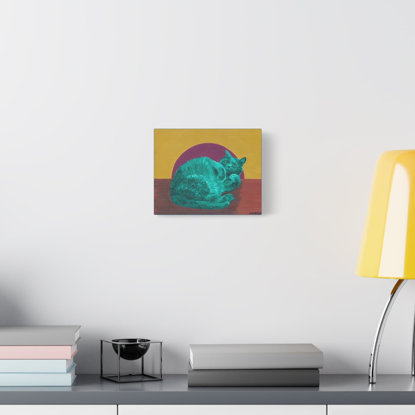 Teal Tummy Kitty Canvas Gallery Wrap