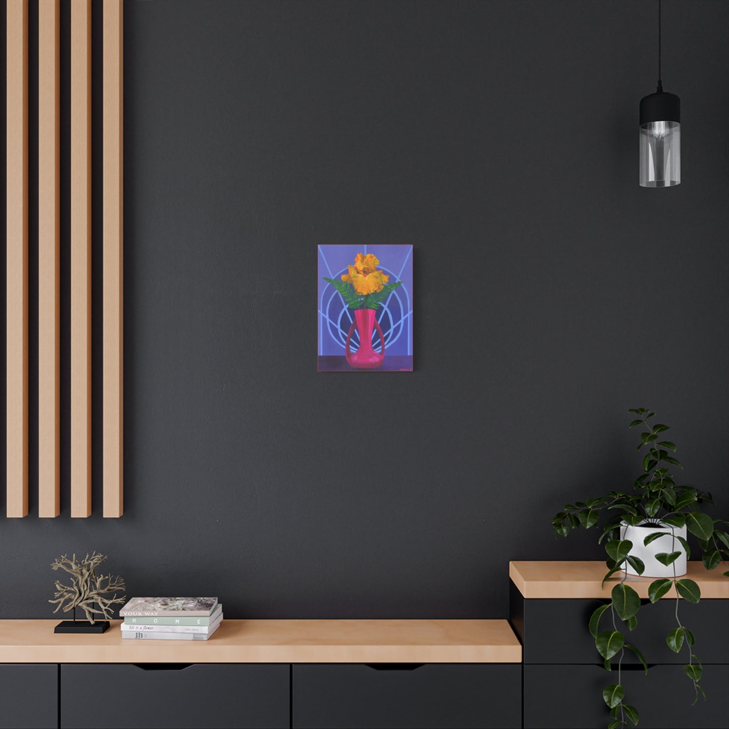 Orange Iris in Magenta Vase Canvas Gallery Wrap