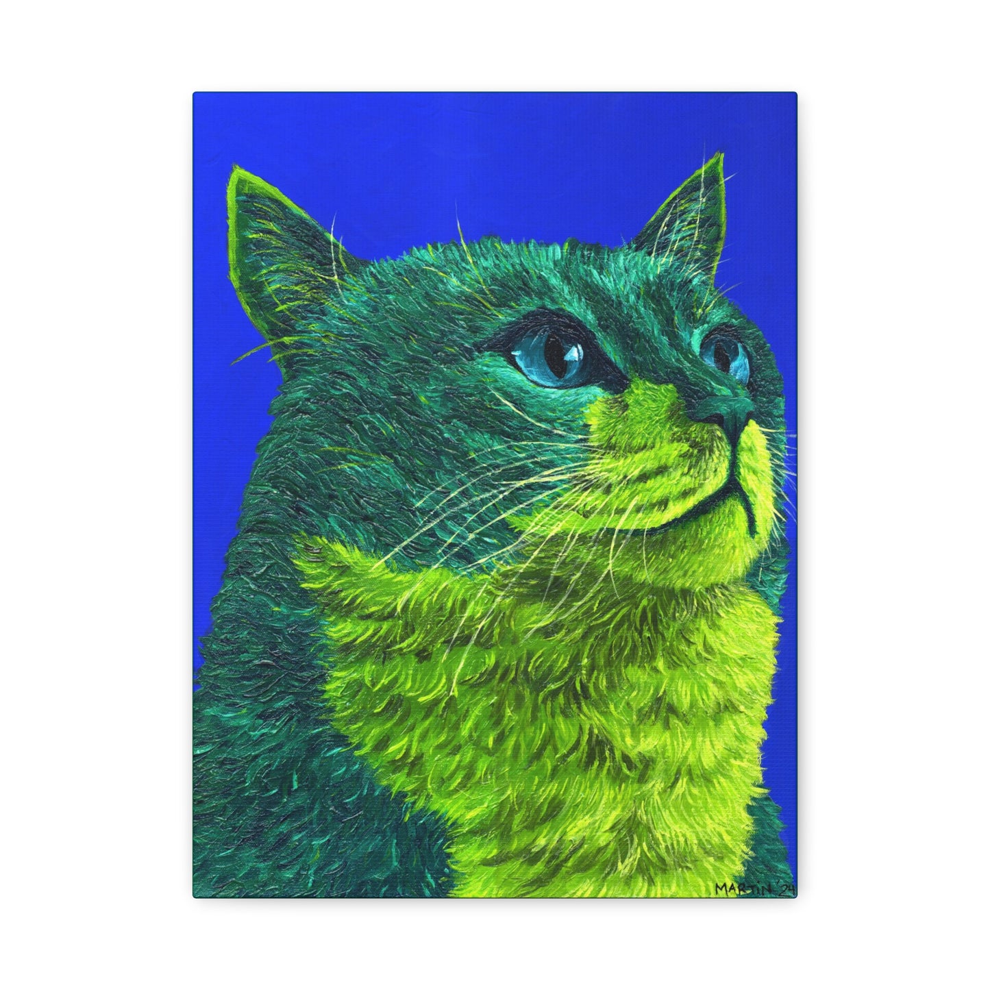 Green Tabby Cat Canvas Gallery Wrap