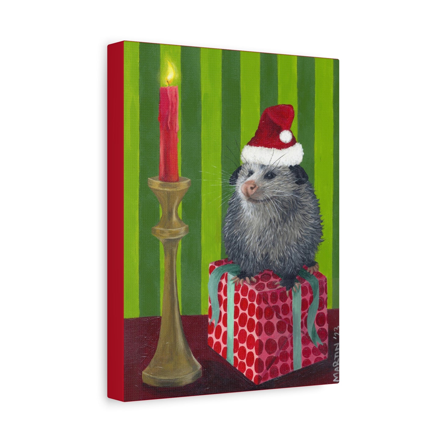 Christmas Opossum Canvas Gallery Wraps