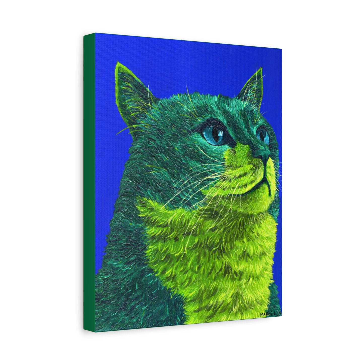 Green Tabby Cat Canvas Gallery Wrap