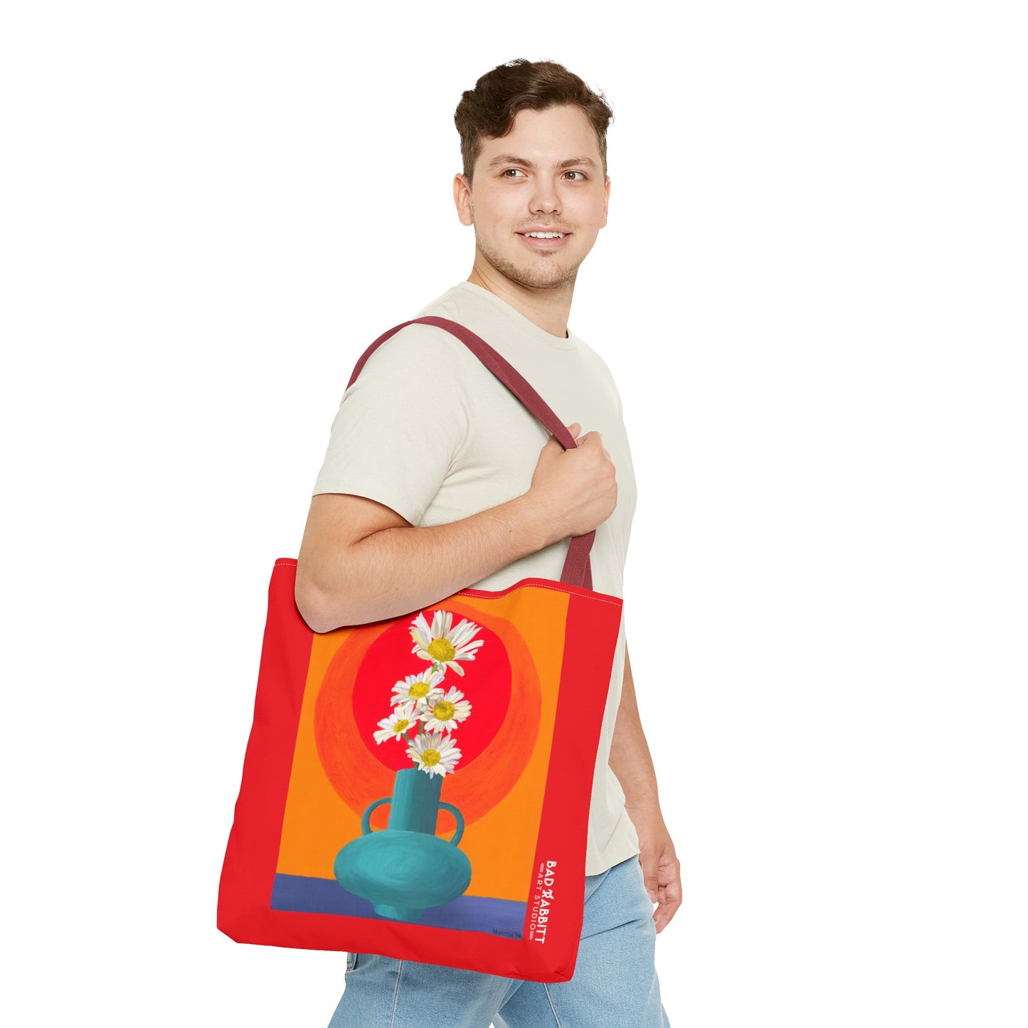 Wild Daisies in Teal Vase Tote Bag (AOP)