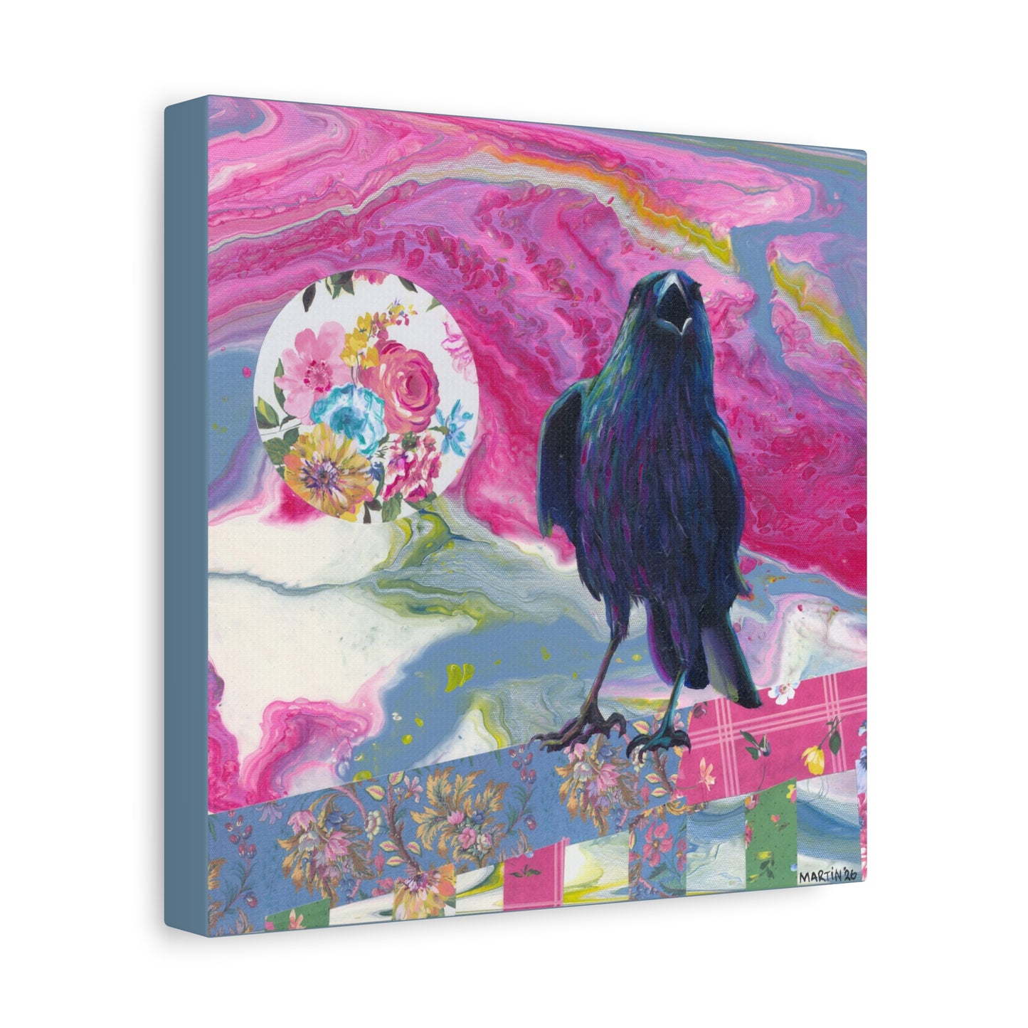 "Pink Crow" Matte Canvas, Stretched, 1.25"