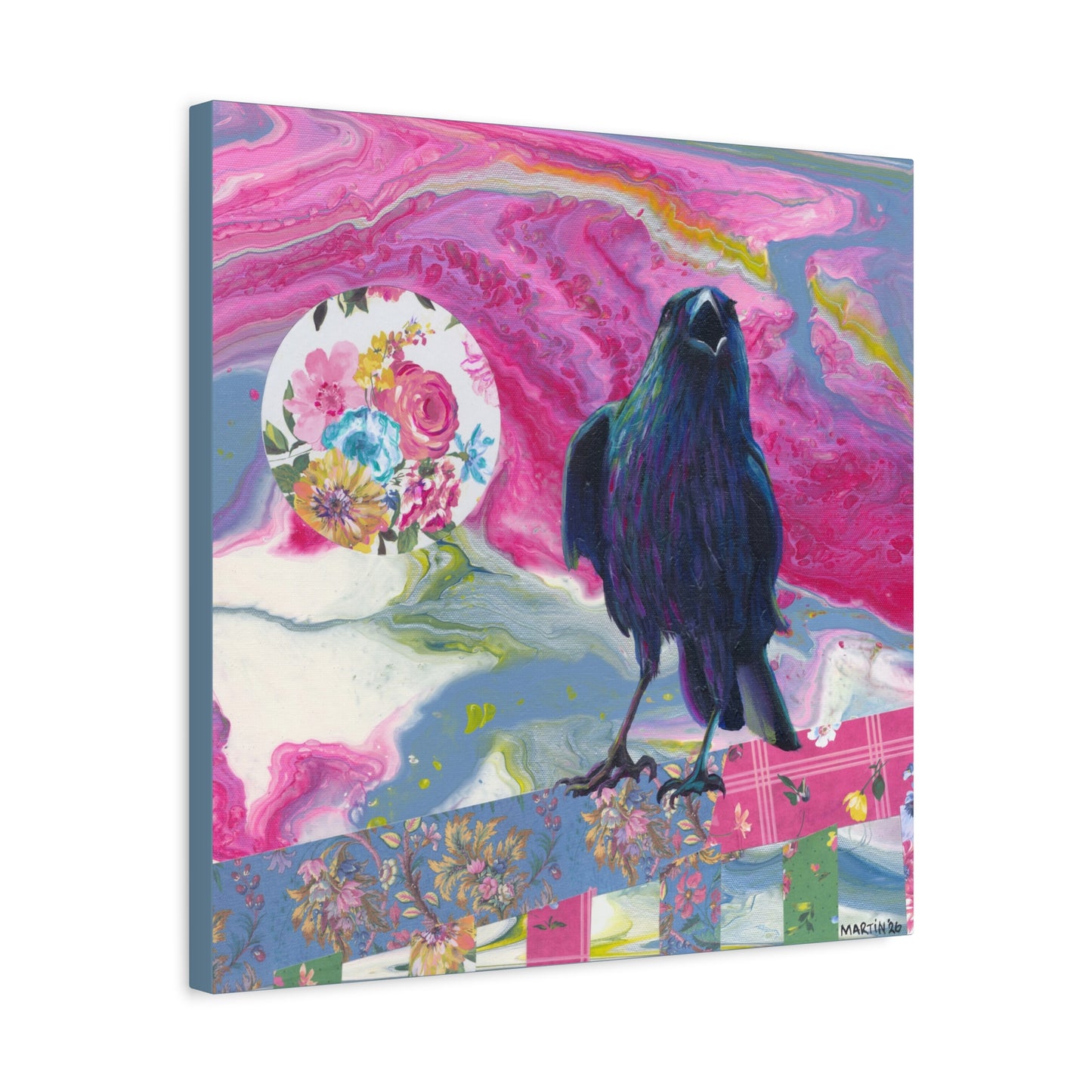 "Pink Crow" Matte Canvas, Stretched, 1.25"