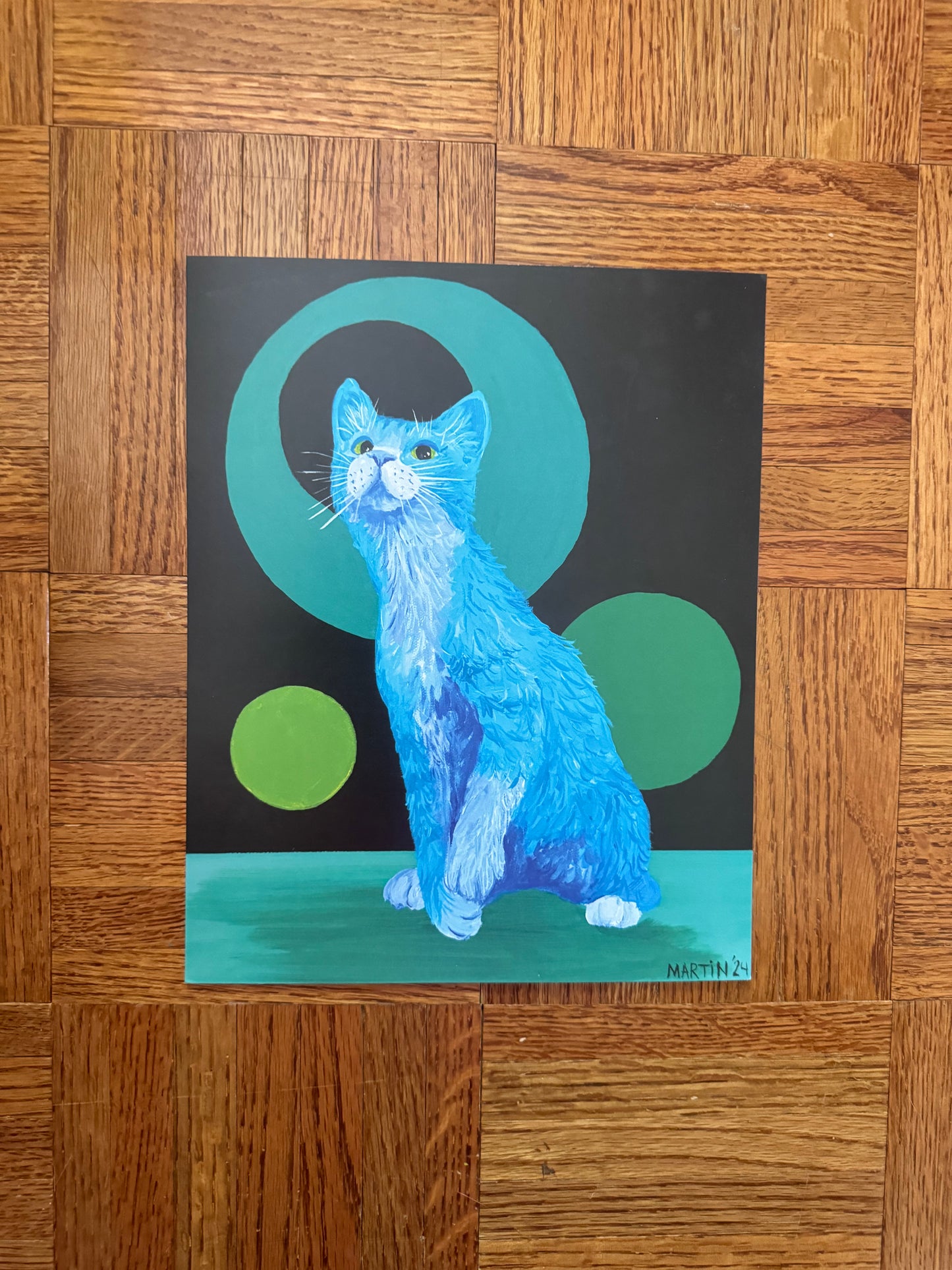 Teal Tabby Print - FREE SHIPPING IN THE US.