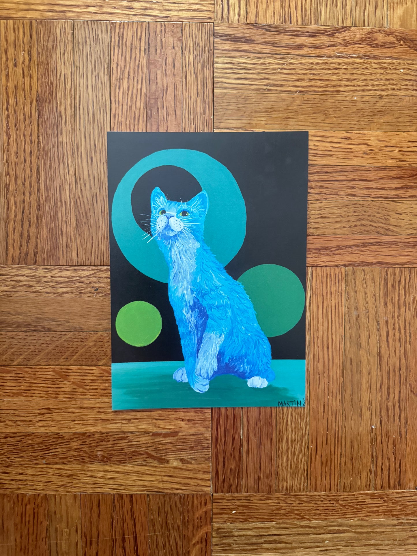 Teal Tabby Print - FREE SHIPPING IN THE US.