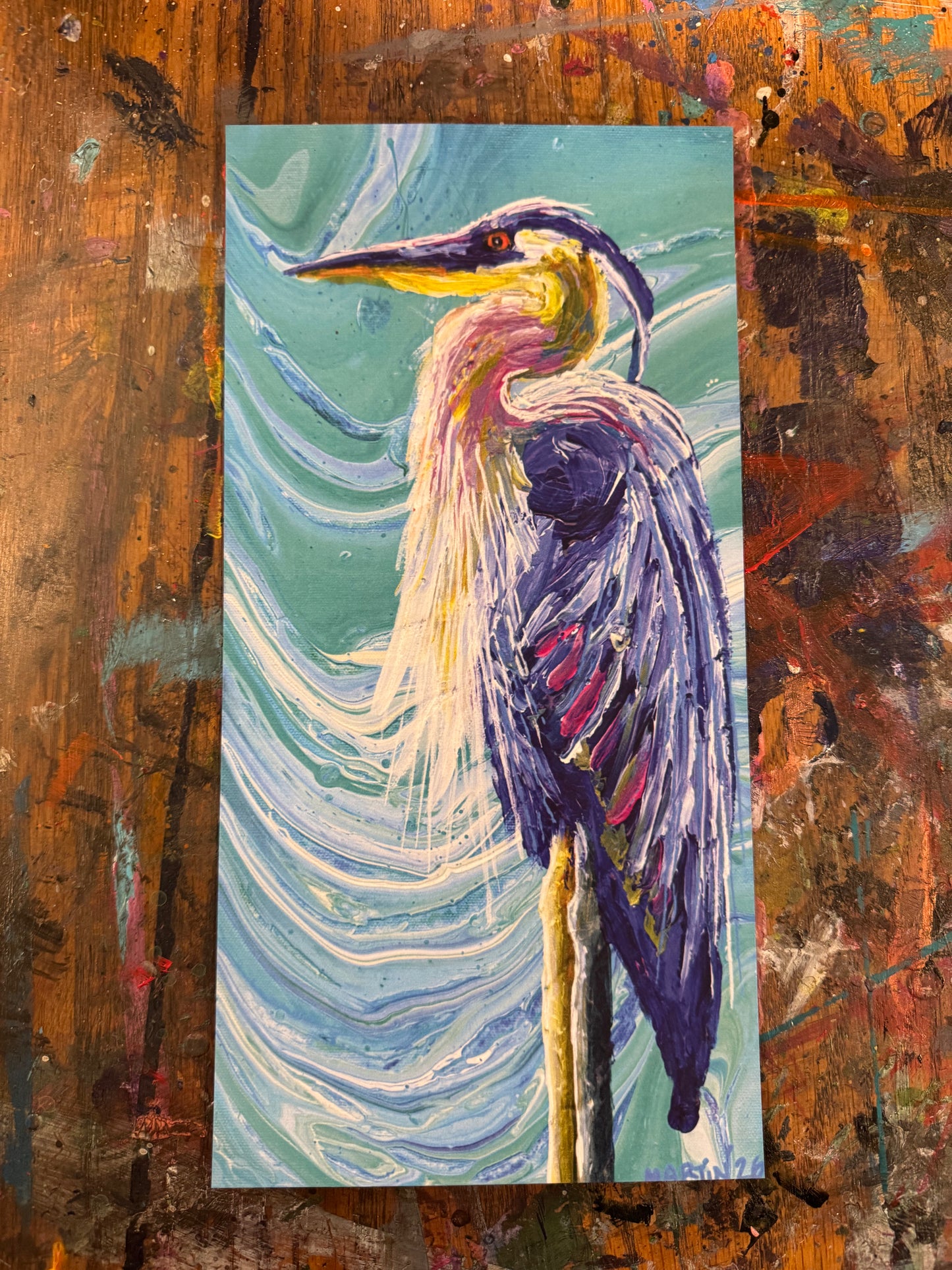 "Blue Heron" High Quality Print - 5x10" - FREE SHIPPING IN THE U.S.