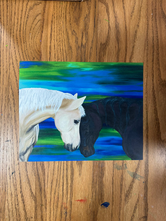 Black and White Horses Print - FREE SHIPPING IN THE US