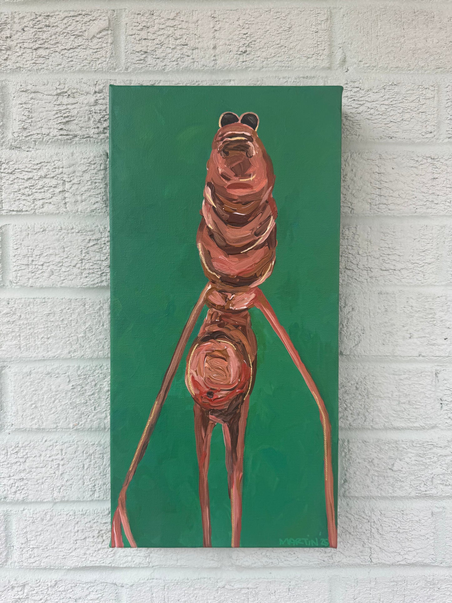 Marcus the Worm Original Painting - Acrylic on 8x16" Gallery Canvas - FREE SHIPPING IN THE US