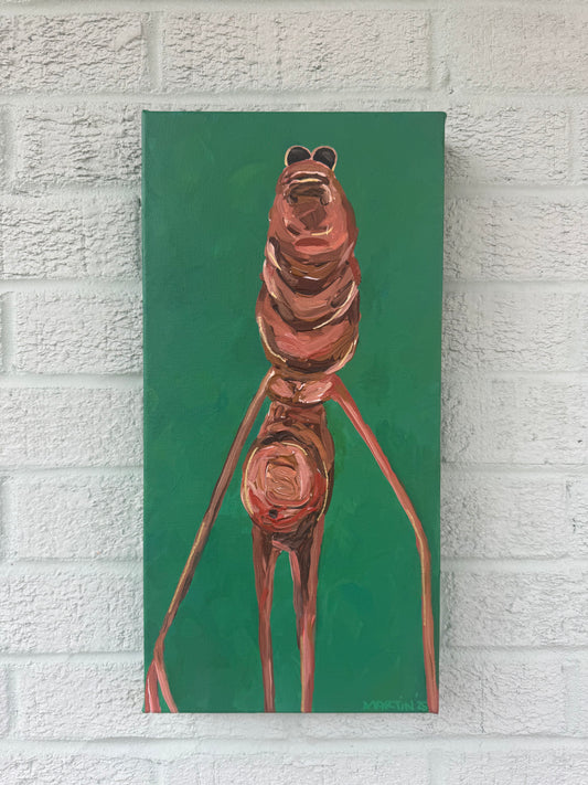 Marcus the Worm Original Painting - Acrylic on 8x16" Gallery Canvas - FREE SHIPPING IN THE US