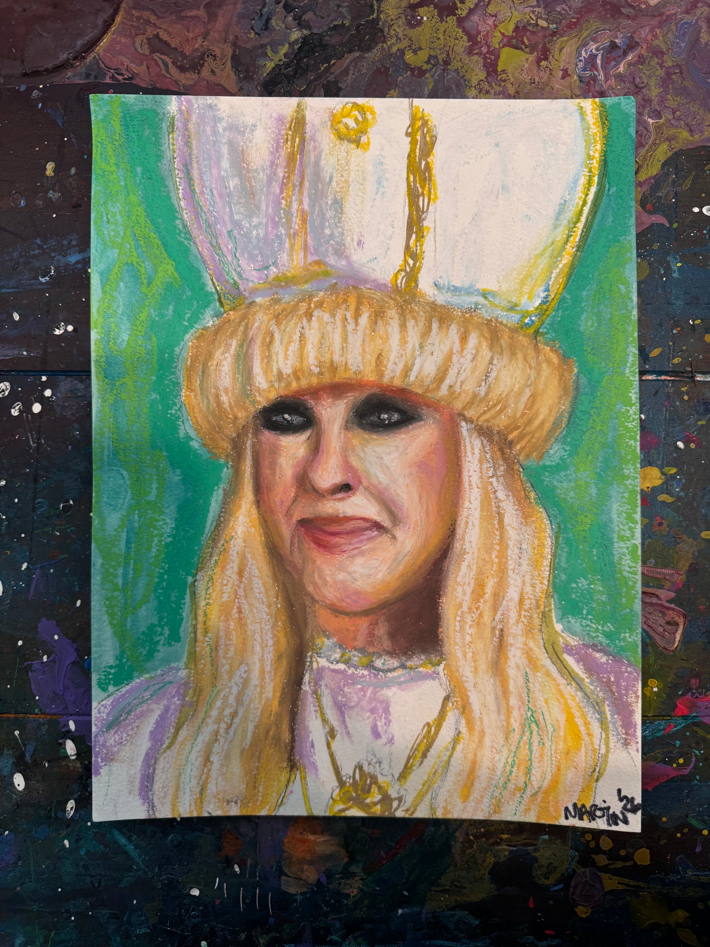 "Moira" Original Mixed Media on 9x12" Paper - FREE SHIPPING IN THE US.