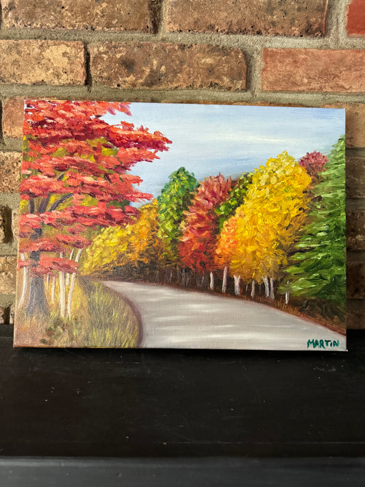 Autumn Road - ORIGINAL PAINTING - Oil on Canvas - 11x14" - FREE SHIPPING IN THE US