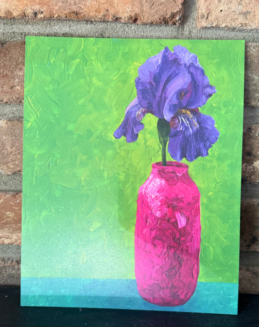 Purple Iris with Green Background Print - FREE SHIPPING IN THE US