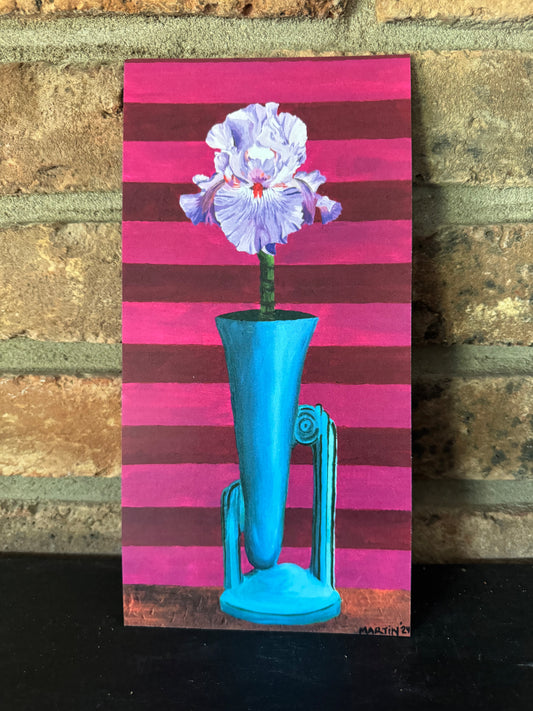 Light Purple Iris in Art Deco Vase - 5x10" Print - FREE SHIPPING IN THE US