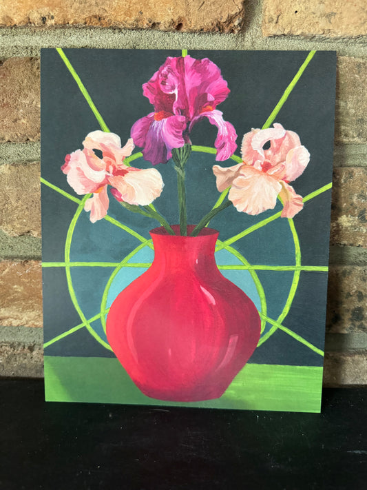 Three Pink Irises Print - FREE SHIPPING IN THE US