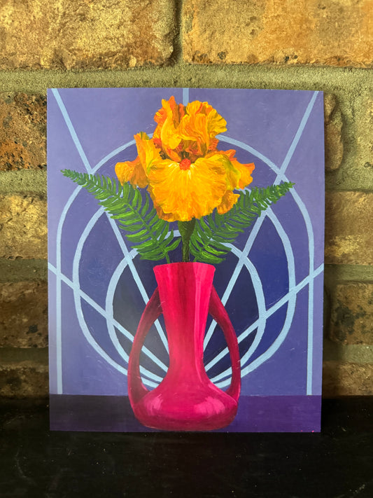 Orange Iris in Magenta Vase Print - FREE SHIPPING IN THE US