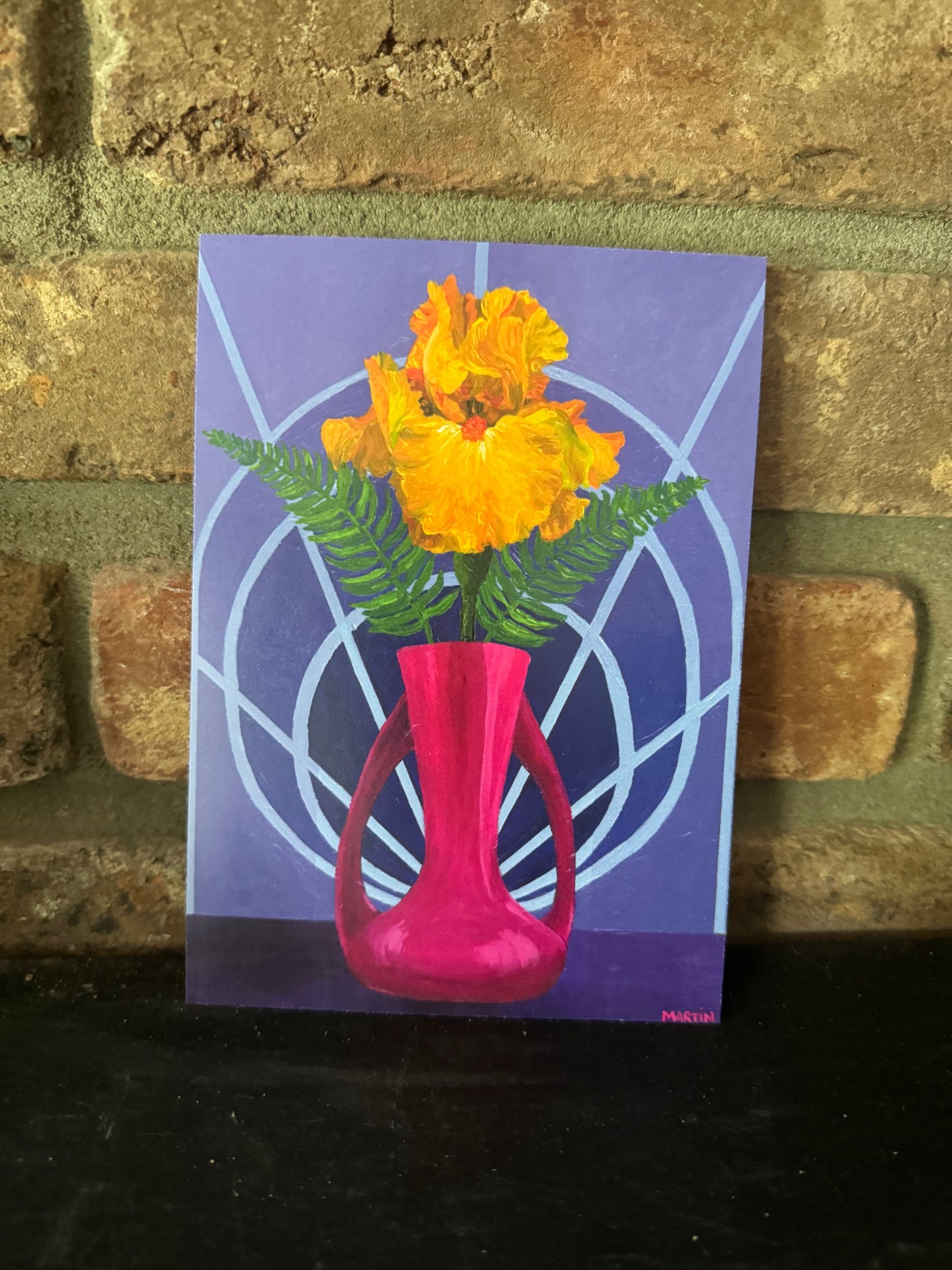 Orange Iris in Magenta Vase Print - FREE SHIPPING IN THE US