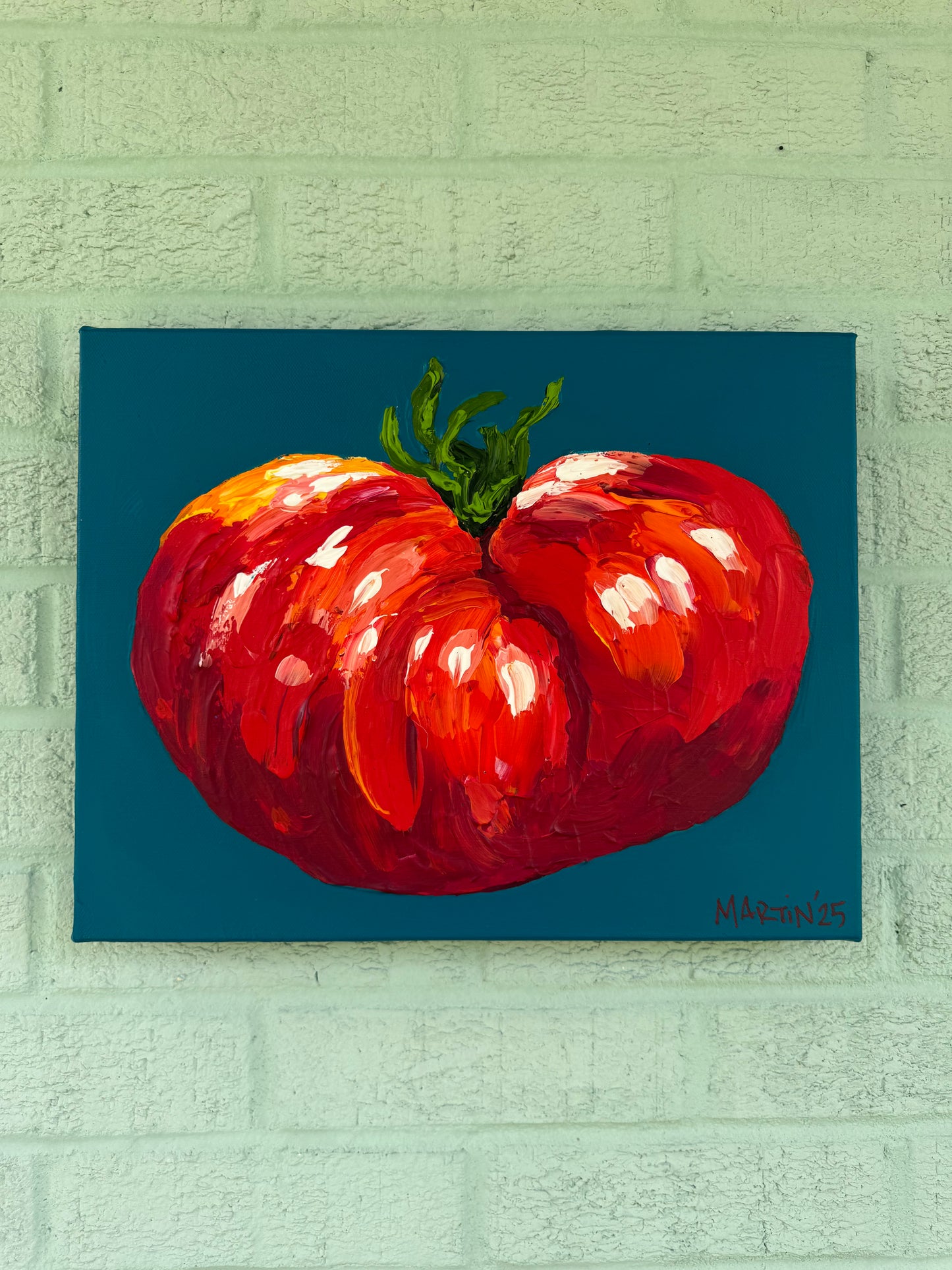 Funky Tomato 1 - Original 11x14 painting - Acrylic on Gallery Canvas - FREE SHIPPING IN THE U.S.