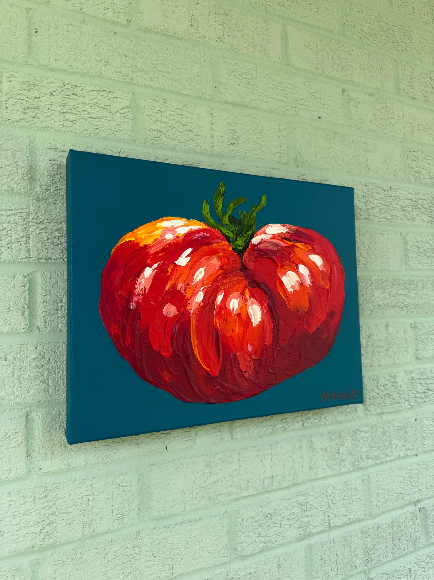 Funky Tomato 1 - Original 11x14 painting - Acrylic on Gallery Canvas - FREE SHIPPING IN THE U.S.